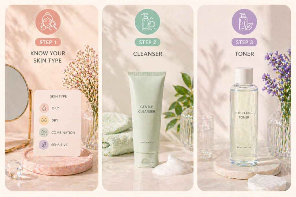 steps for clear  glass skin