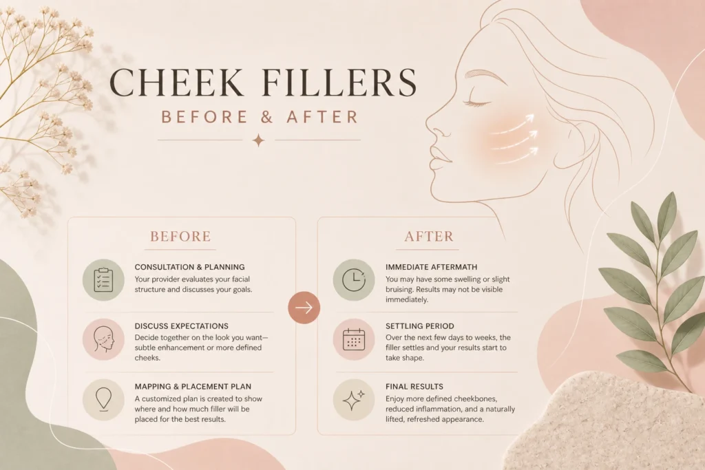 Cheek fillers before and after