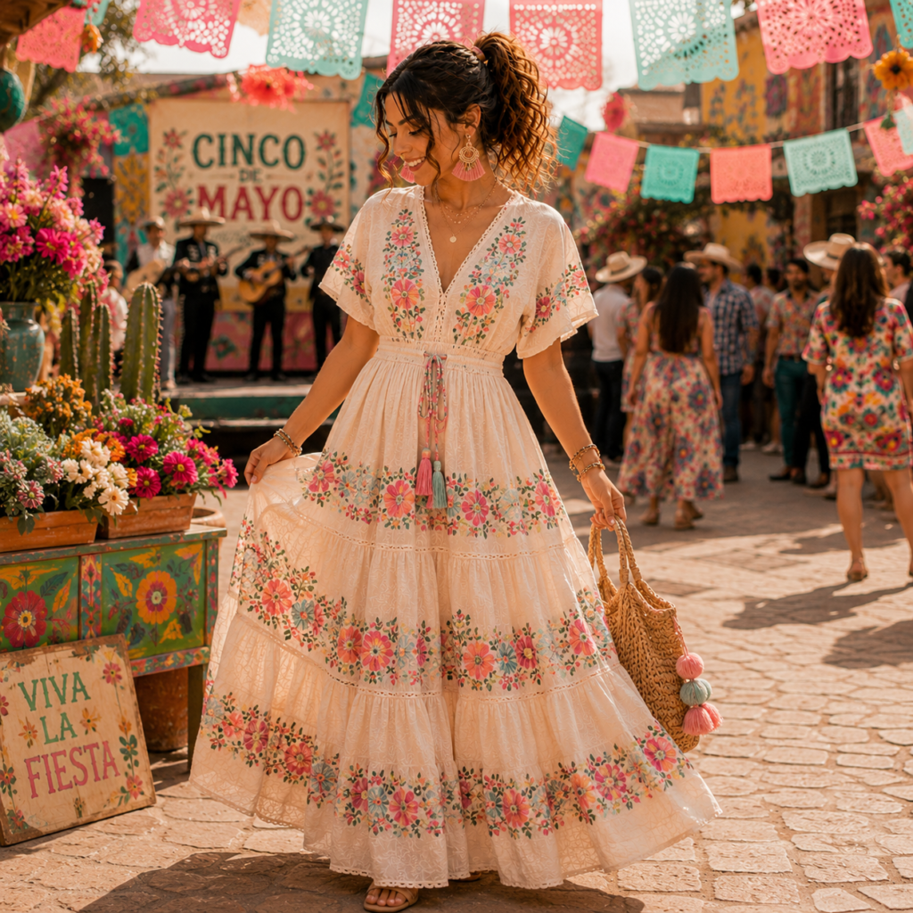 open lace back dress unik Girl's Fancy Traditional Mexican Cinco De Mayo Fiesta Dress Size –  unik Retail main image 1