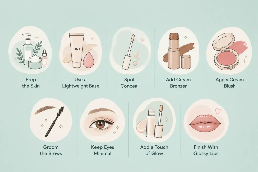 Clean girl makeup steps​
