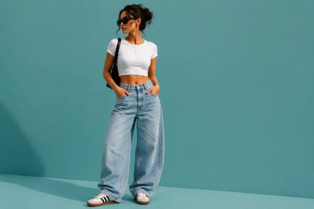 Wide-Leg Jeans + Crop Top