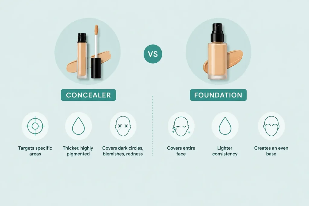 Concealer vs Foundation Makeup