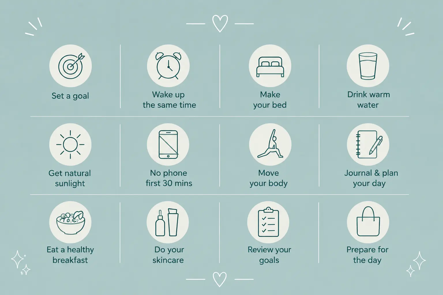 That girl morning routine checklist - daily habits for a productive morning