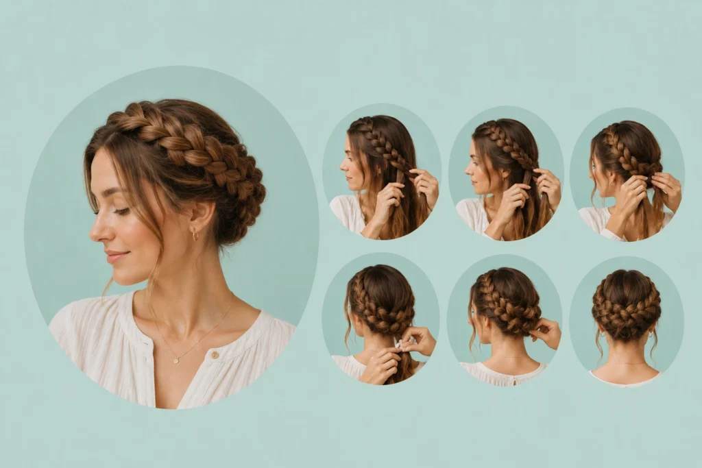 crown or halo braided hairstyle