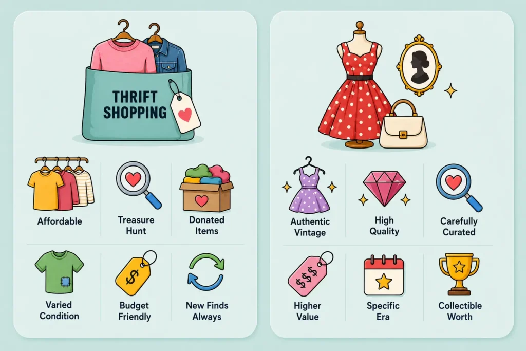 thrift vs vintage shopping